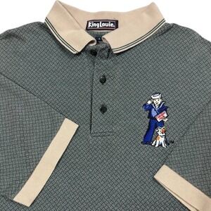 King Louie Polo Shirt Mens Large Green Cracker Jack Sailor Made in USA Vintage
